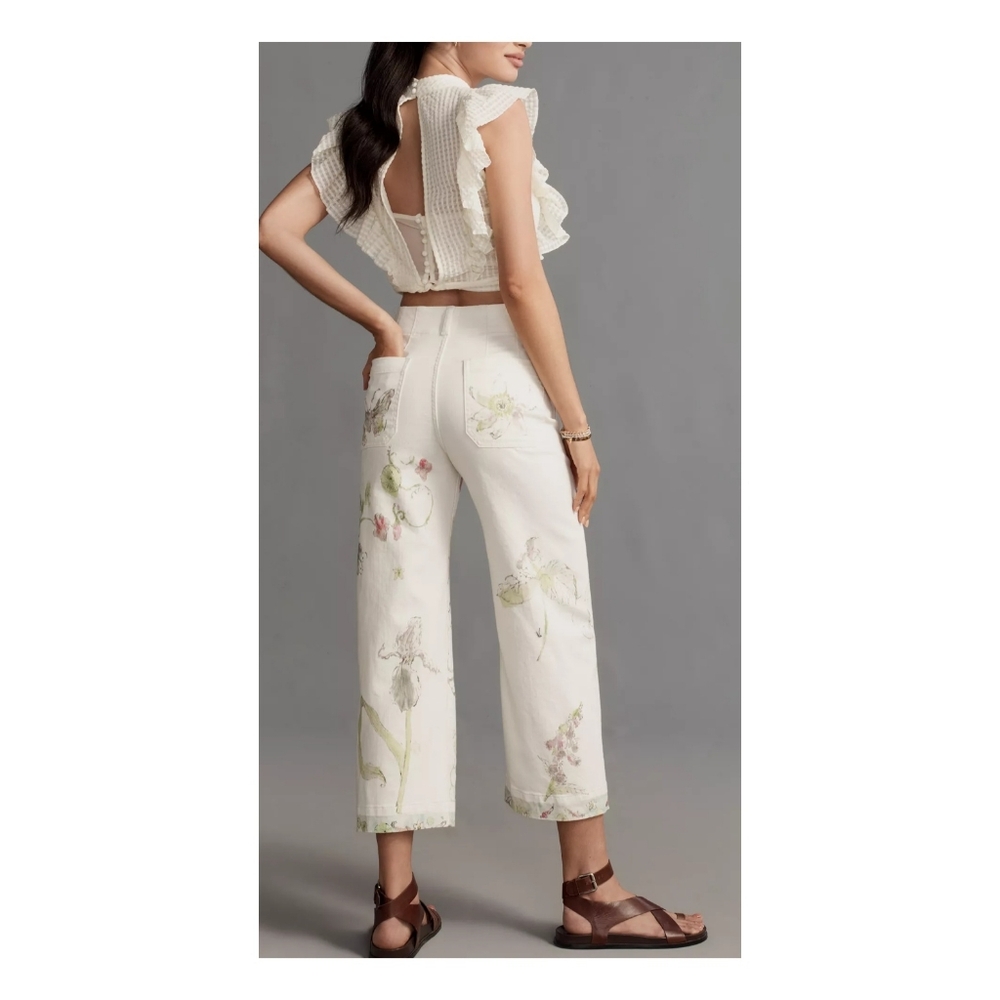 NWT Anthropologie Maeve Swan Gossip Colette Denim Crop Wide-Leg Jeans 27 Long - Picture 6 of 16